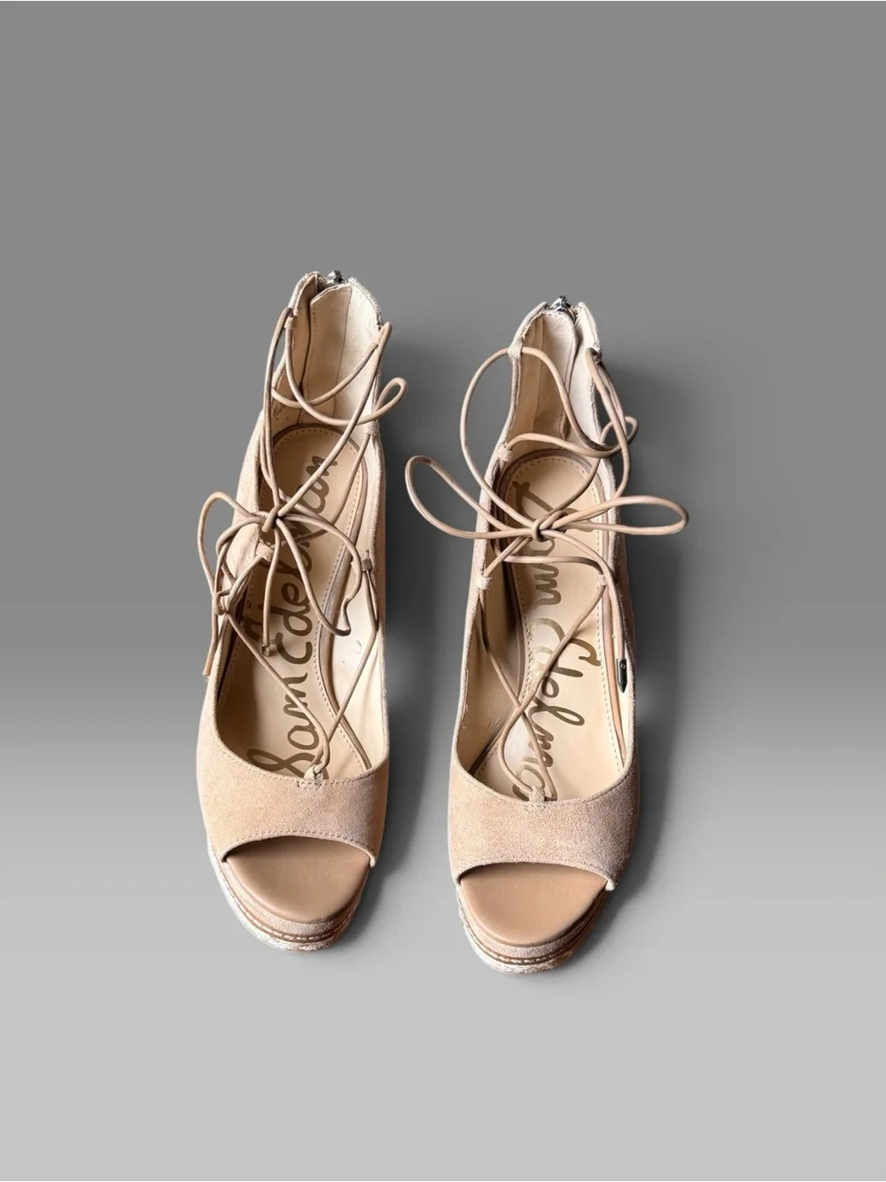 Sam Edelman Harriet Lace-Up Suede Wedge Sandals. New without Tags